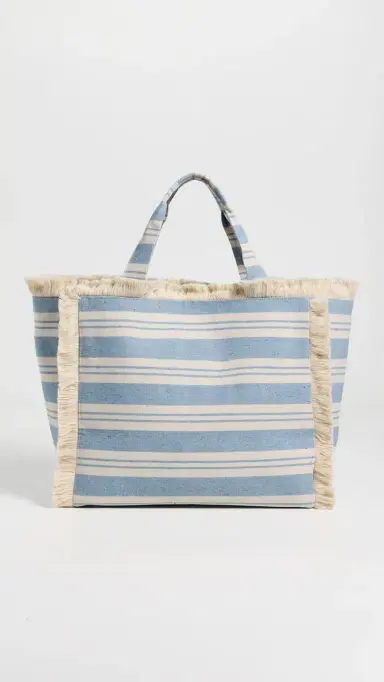 Hat Attack Striped Canvas Beachy Tote Bag Blue Stripe One Size | Thumbnail 2
