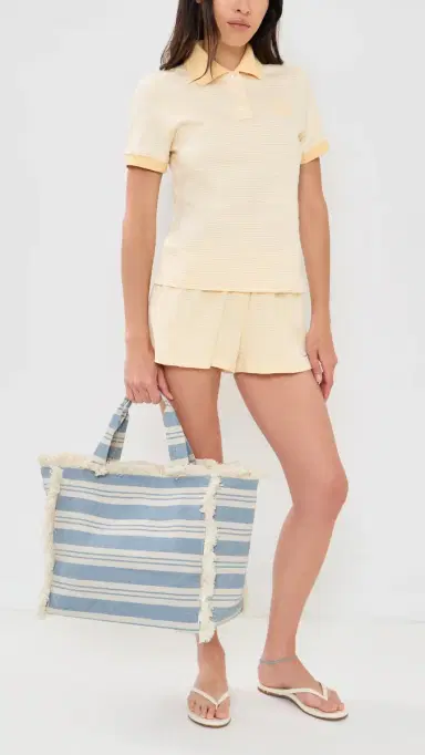 Hat Attack Striped Canvas Beachy Tote Bag Blue Stripe One Size | Thumbnail 3