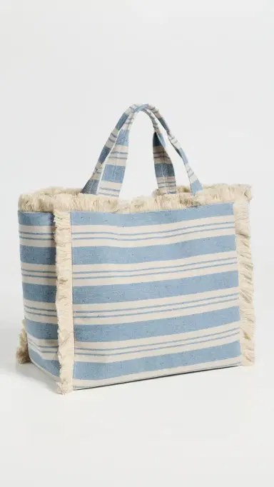 Hat Attack Striped Canvas Beachy Tote Bag Blue Stripe One Size | Thumbnail 4