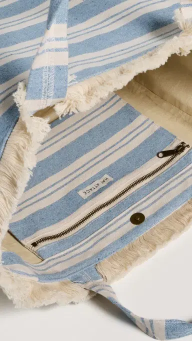 Hat Attack Striped Canvas Beachy Tote Bag Blue Stripe One Size | Thumbnail 6