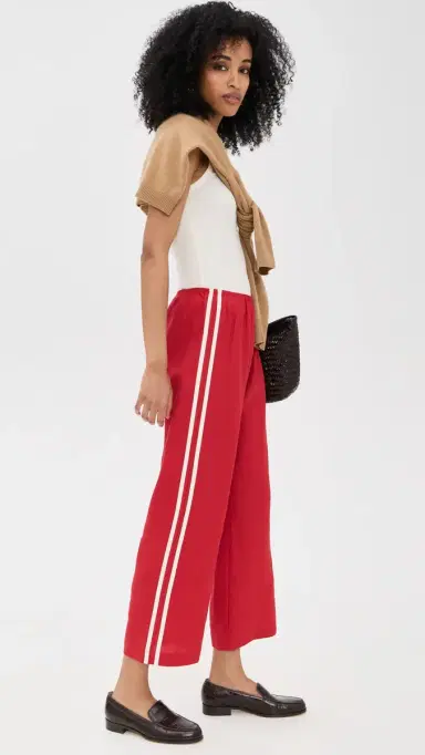 DONNI. The Linen Stripe Crop Racer Pants Bell Pepper | Thumbnail 2