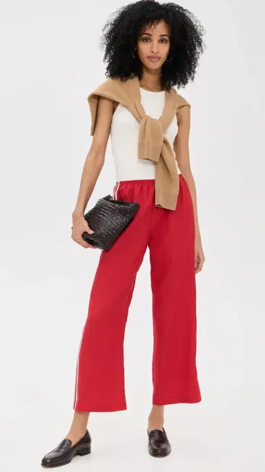 DONNI. The Linen Stripe Crop Racer Pants Bell Pepper | Thumbnail 5