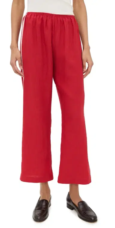 DONNI. The Linen Stripe Crop Racer Pants Bell Pepper | Thumbnail 1