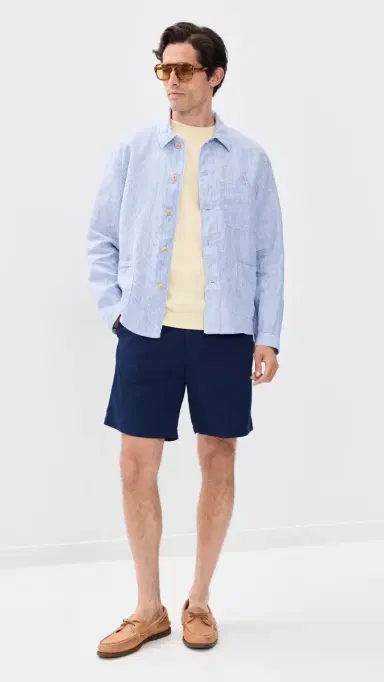 Polo Ralph Lauren Original Label Slubby Linen Striped Shirt Cabana Blue White | Thumbnail 5