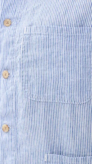 Polo Ralph Lauren Original Label Slubby Linen Striped Shirt Cabana Blue White | Thumbnail 6