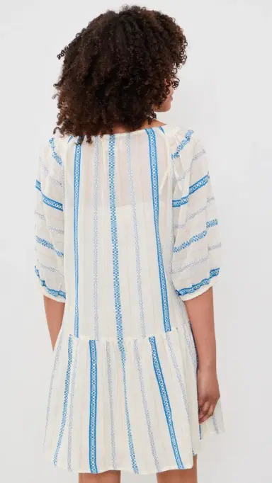 Velvet Selita Dress Cream/Blue | Thumbnail 3