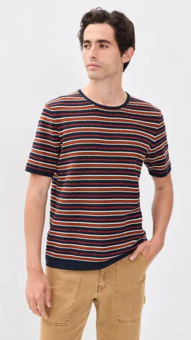 NN07 Bari Striped Knit Tee Navy Multi | Thumbnail 2