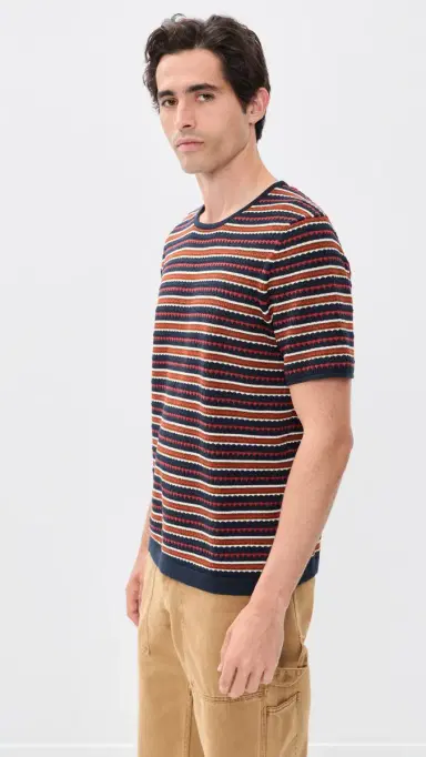 NN07 Bari Striped Knit Tee Navy Multi | Thumbnail 4