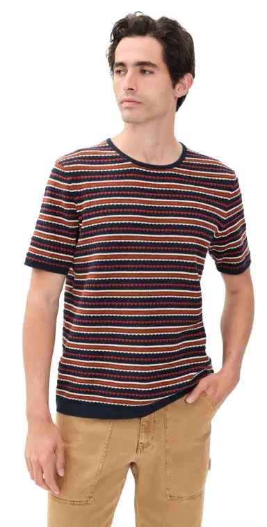 NN07 Bari Striped Knit Tee Navy Multi | Thumbnail 1