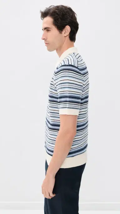 NN07 Nolan triped Button Sweater Navy Multi | Thumbnail 4