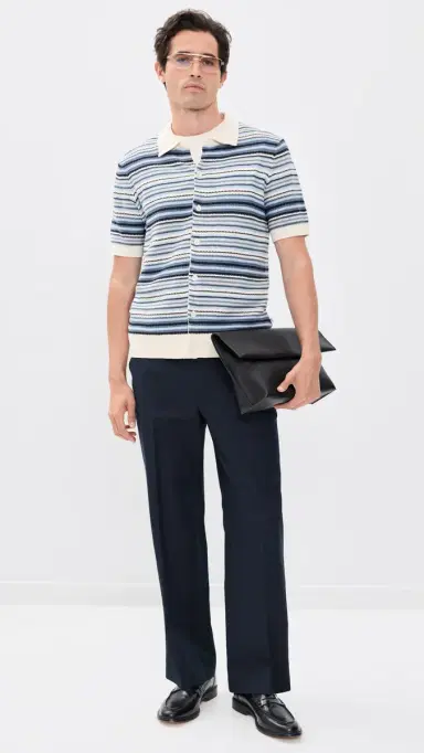 NN07 Nolan triped Button Sweater Navy Multi | Thumbnail 5