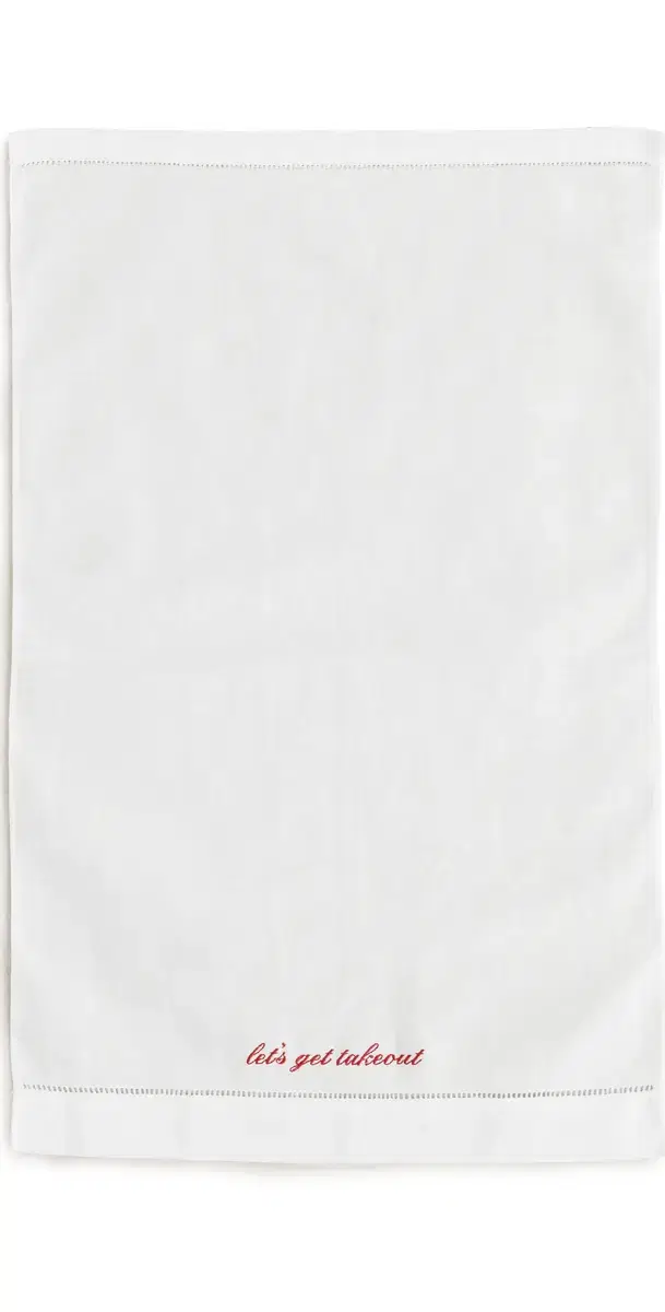 Abbode Let's Get Takeout Tea Towel White One Size