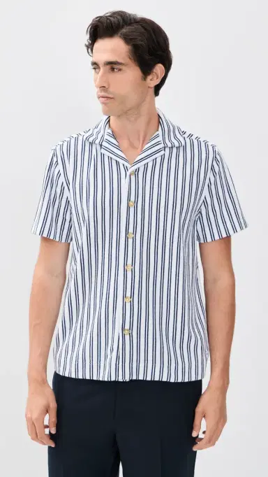 Fair Harbor x Foot Joy Ravello Terry Short Sleeve Button Down Beach Stripe | Thumbnail 2