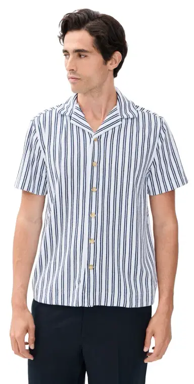Fair Harbor x Foot Joy Ravello Terry Short Sleeve Button Down Beach Stripe | Thumbnail 1
