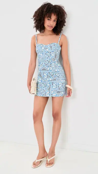 Cara Cara Claudine Mini Dress Heart Tile Cornflower 6 | Thumbnail 5