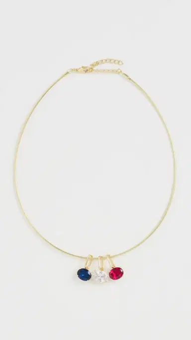 By Adina Eden Trio Gemstone Dangle Omeage Necklace | Thumbnail 2
