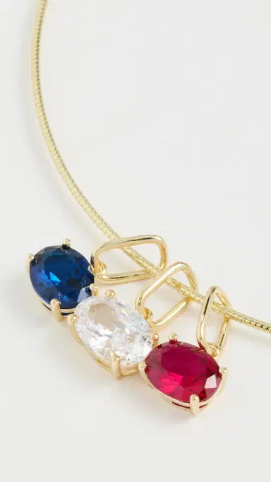 By Adina Eden Trio Gemstone Dangle Omeage Necklace | Thumbnail 4