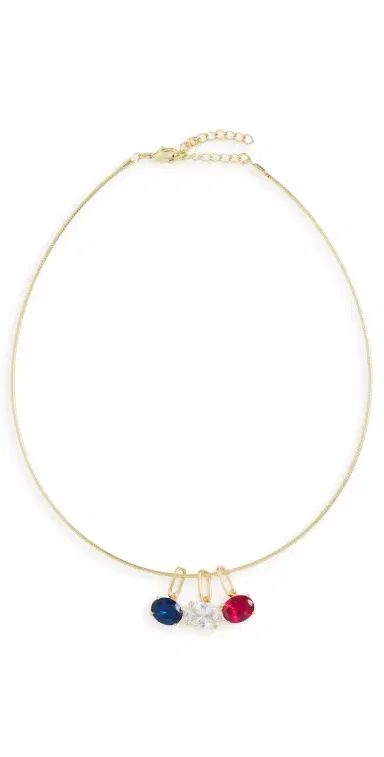 By Adina Eden Trio Gemstone Dangle Omeage Necklace | Thumbnail 1