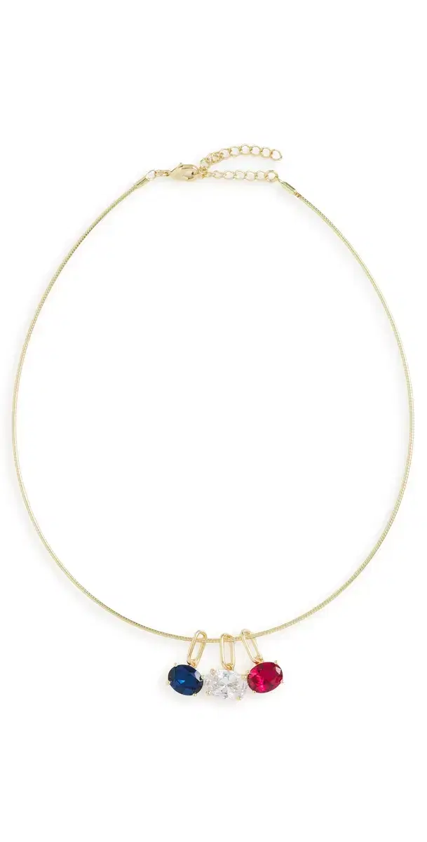 By Adina Eden Trio Gemstone Dangle Omeage Necklace Gold One Size