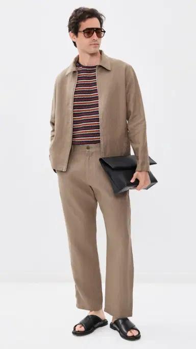 NN07 Alban Linen Zip Jacket Clay Mirage L | Thumbnail 5