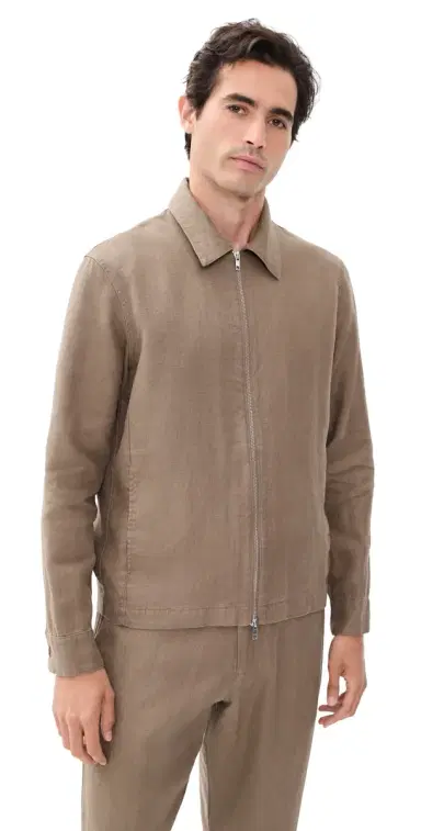 NN07 Alban Linen Zip Jacket Clay Mirage L | Thumbnail 1
