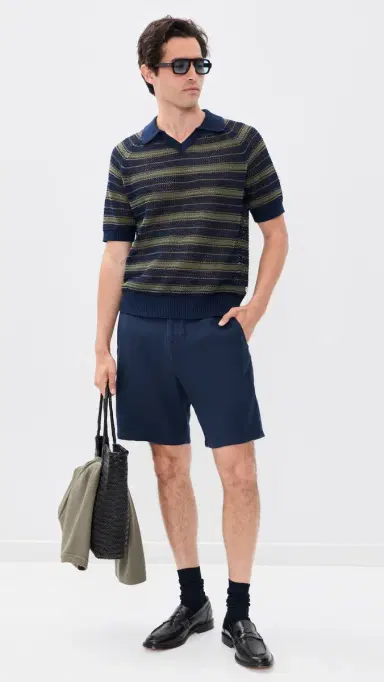 NN07 Cale Striped Knit Polo Capers Stripe | Thumbnail 5