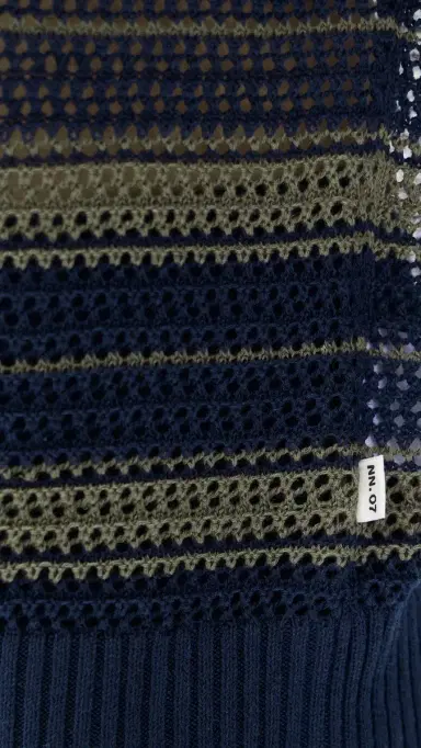 NN07 Cale Striped Knit Polo Capers Stripe | Thumbnail 6