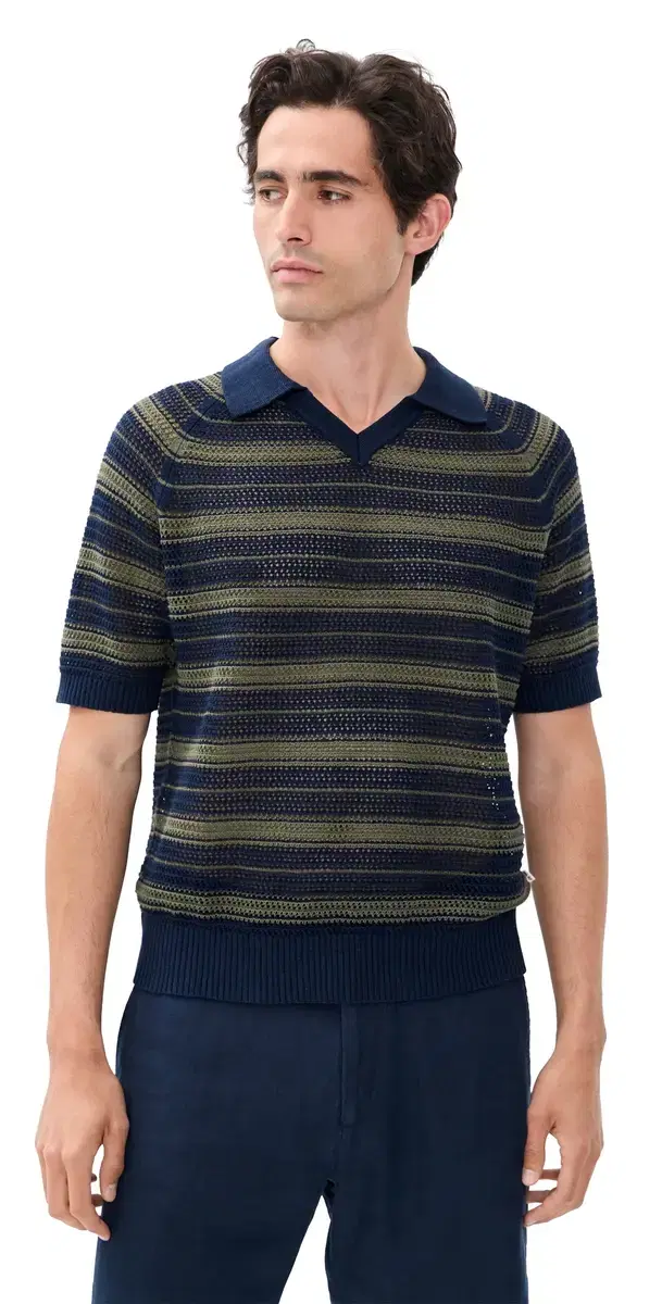 NN07 Cale triped Knit Polo Capers tripe