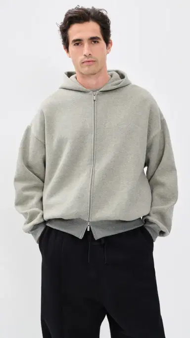 Fear of god Signature Classic Full Zip Hoodie Concrete Heather/Dark Concrete S | Thumbnail 3