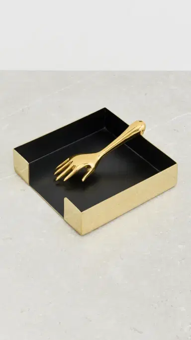 Jonathan Adler Eve Cocktail Napkin Holder Brass One Size | Thumbnail 3