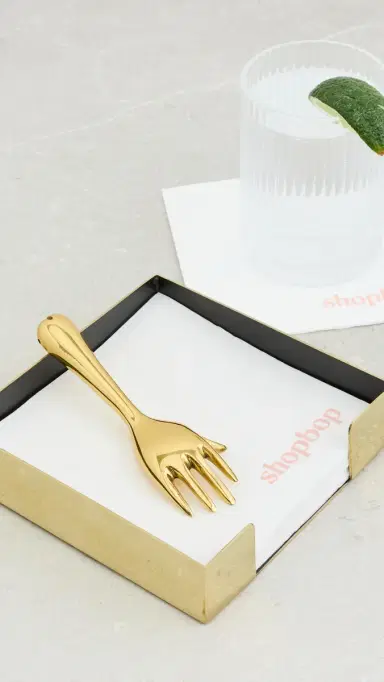 Jonathan Adler Eve Cocktail Napkin Holder Brass One Size | Thumbnail 4