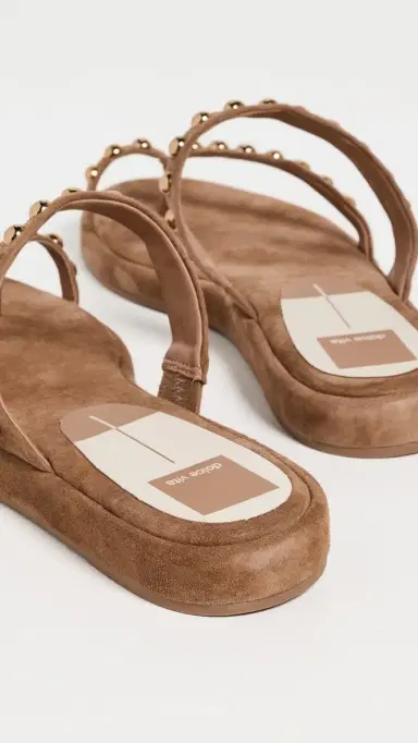 Dolce Vita Amary Stud Sandals Light Brown Suede | Thumbnail 4