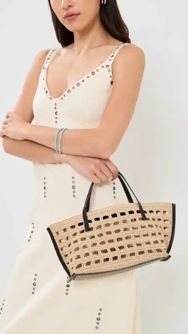 Staud Christos Mini Tote Raffia Crochet | Thumbnail 3