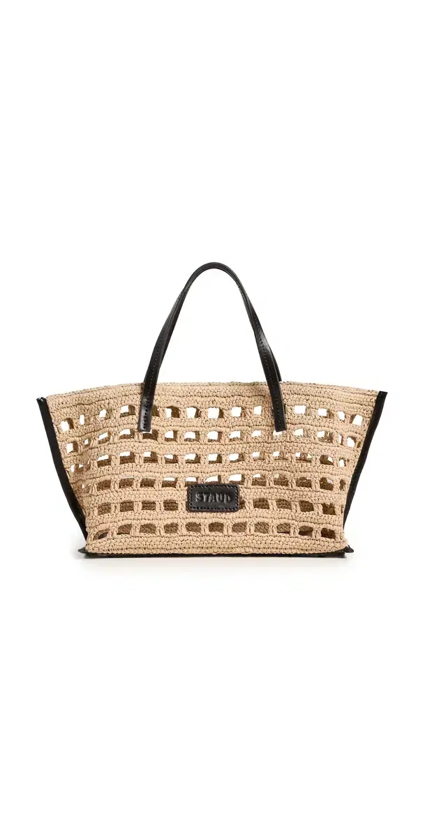 STAUD Christos Mini Tote Raffia Crochet One Size