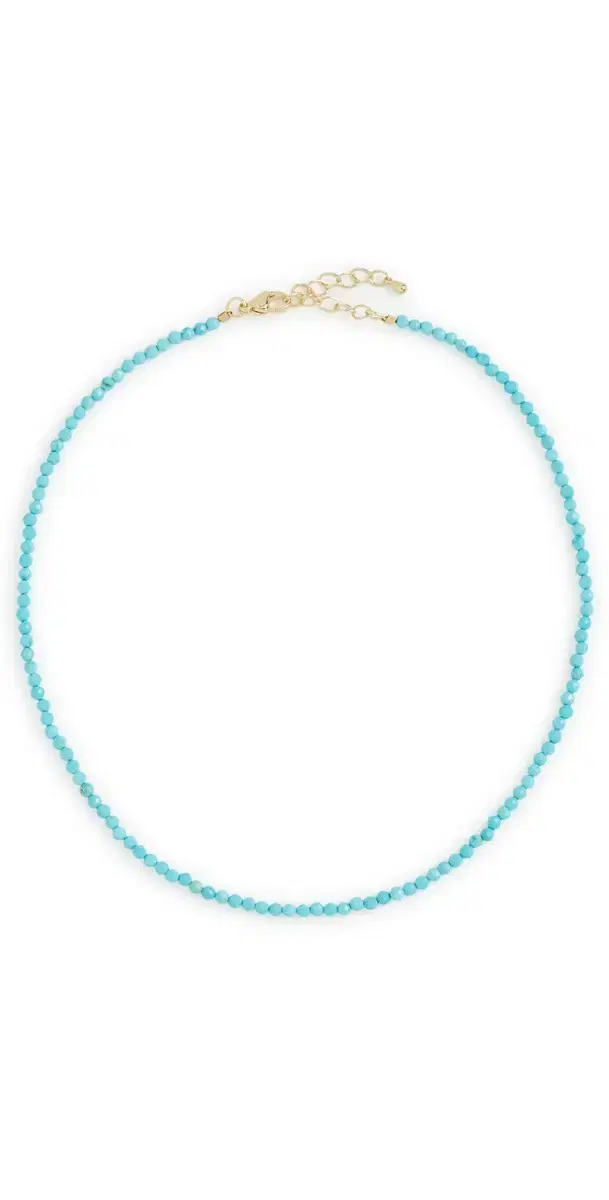 By Adina Eden Colored Bead Choker Necklace Turquoise One Size