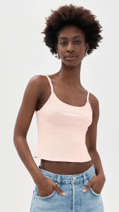 RE/DONE Jolie Tank Pink Salt Honeycomb M | Thumbnail 2