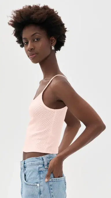 RE/DONE Jolie Tank Pink Salt Honeycomb M | Thumbnail 4
