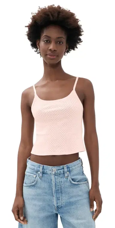 RE/DONE Jolie Tank Pink Salt Honeycomb M | Thumbnail 1