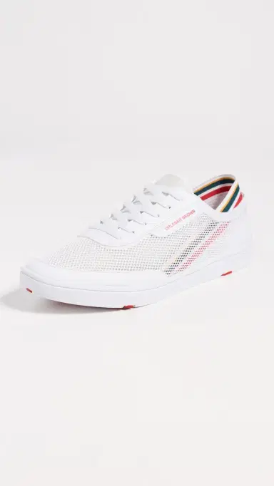Orlebar Brown Larson OB Stripe You Can Swim In Sneakers White/Orange/Aquamarine 9 | Thumbnail 2