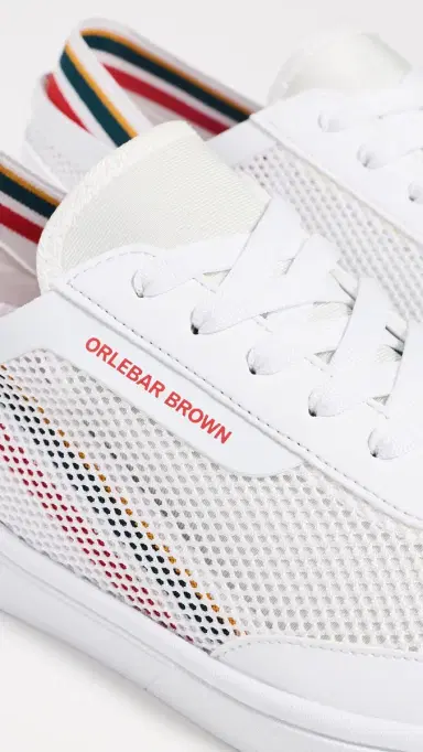 Orlebar Brown Larson OB Stripe You Can Swim In Sneakers White/Orange/Aquamarine 9 | Thumbnail 4