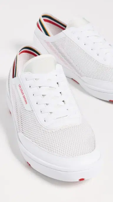 Orlebar Brown Larson OB Stripe You Can Swim In Sneakers White/Orange/Aquamarine 9 | Thumbnail 5