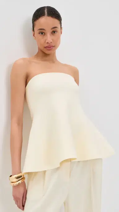 Aligne Amy Knitted Bandeau Peplem Top Ivory L | Thumbnail 2 Aligne Amy Knitted Bandeau Peplem Top Ivory L | Thumbnail 2