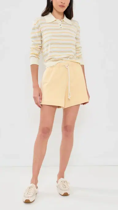 DONNI. The tripe Eco-Terry Shorts Butter | Thumbnail 5
