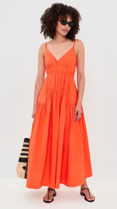 Proenza Schouler White Label ichelyn Dress In Poplin Orange | Thumbnail 5