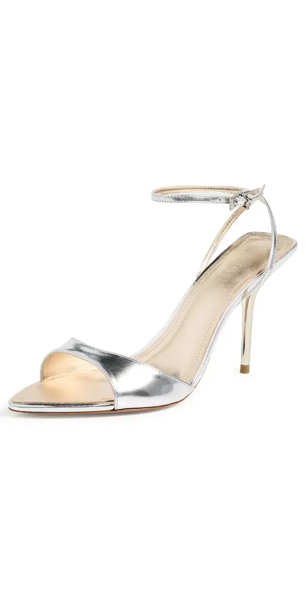 Schutz Elodie Buckle Heeled Sandals Silver