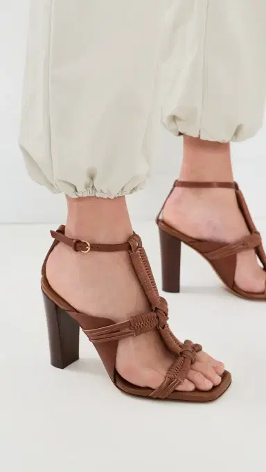 Ulla Johnson Aiko Macrame High Heels Chestnut | Thumbnail 3