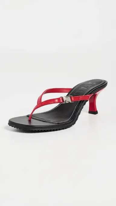 Staud Flynn Kitten Heel Sandals Black Red Rose 39 | Thumbnail 2