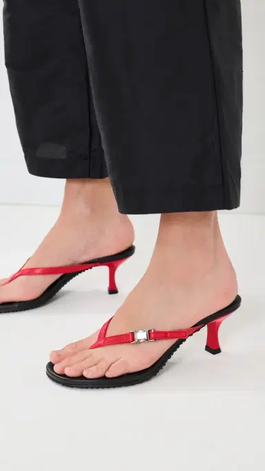 Staud Flynn Kitten Heel Sandals Black Red Rose 39 | Thumbnail 3