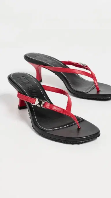 Staud Flynn Kitten Heel Sandals Black Red Rose 39 | Thumbnail 5