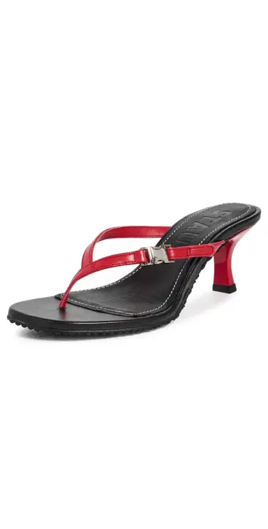 Staud Flynn Kitten Heel Sandals Black Red Rose 39 | Thumbnail 1